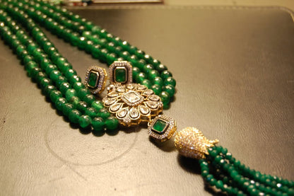 EMERALD GREEN LONG MALA WITH TUSSEL