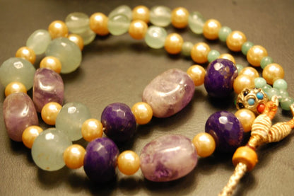 AMETHYST & JADE COLORED STONES NECKLACE