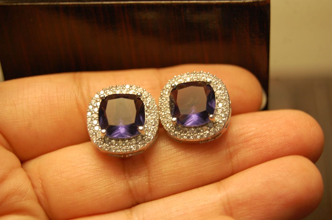 AMERICAN DIAMONDS PURPLE STUDS