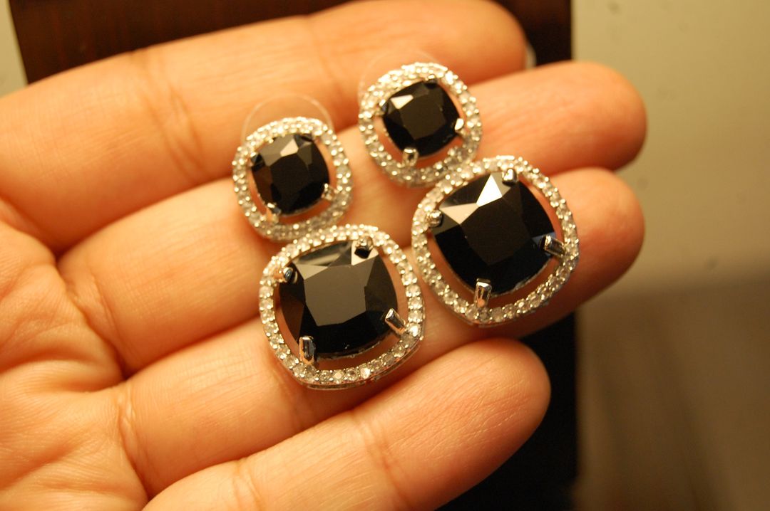 AMERICAN DIAMOND EARRINGS IN BLACK