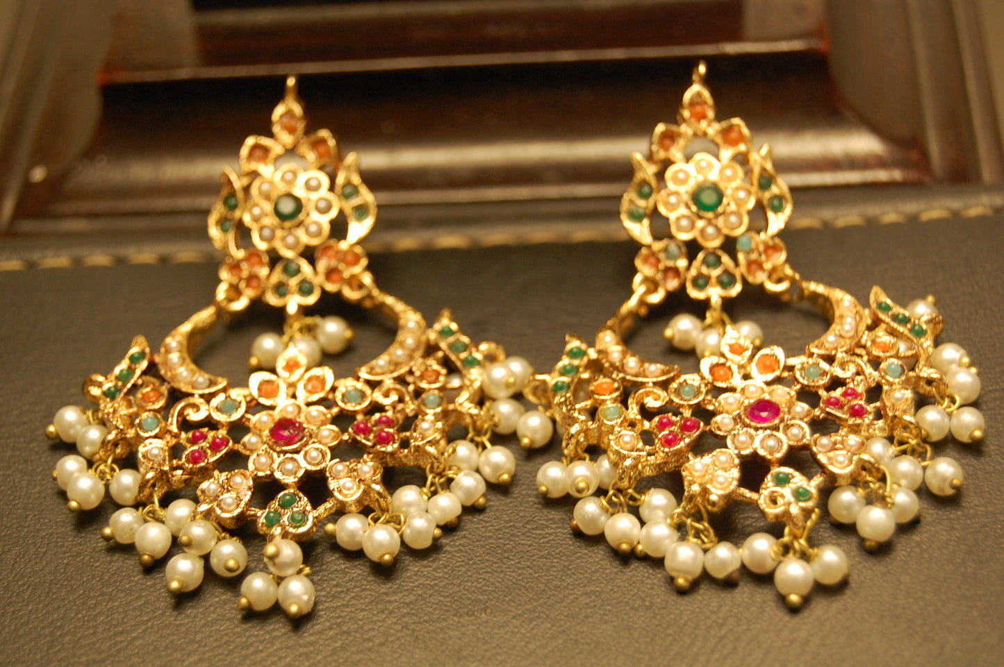 TRADITIONAL FLORAL NAURATAN EARRINGS