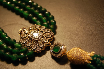 EMERALD GREEN LONG MALA WITH TUSSEL