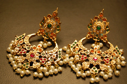 TRADITIONAL FLORAL NAURATAN EARRINGS